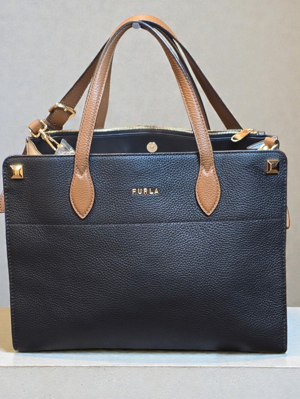 Furla Afrodite Black Leather Tote Like New